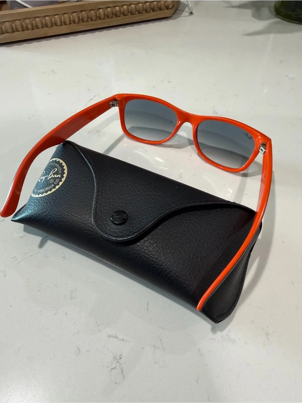 Ray-Ban Men's Two-Tone Navy and Orange Wayfarer Sunglasses w/ case